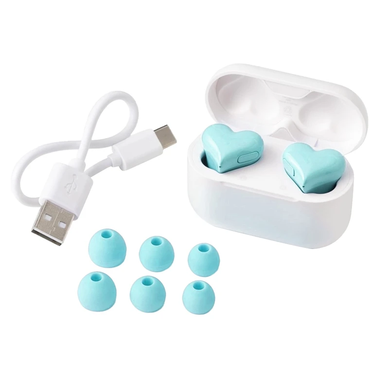 

Love Bluetooth Headset Waterproof Easy Pairing Continuous Portable In-Ear Noise Cancelling Heart Headset, Blue Easy Install