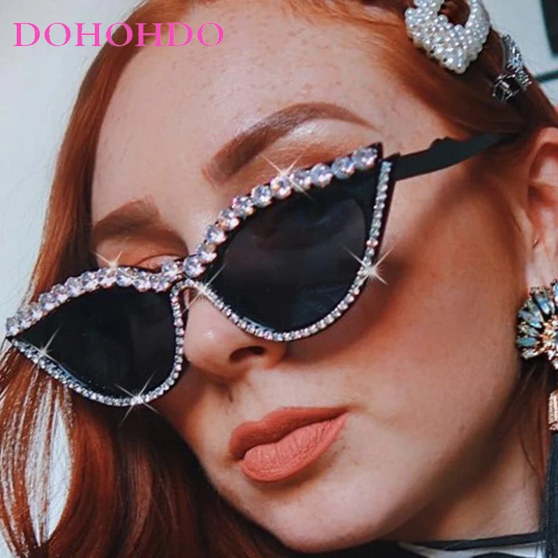 

Trendy Sexy Cat Eye Rhinestone Frame Sunglasses Ladies Luxury Designer Glasses Fashion Party Sun Glasses UV400 Shades For Women