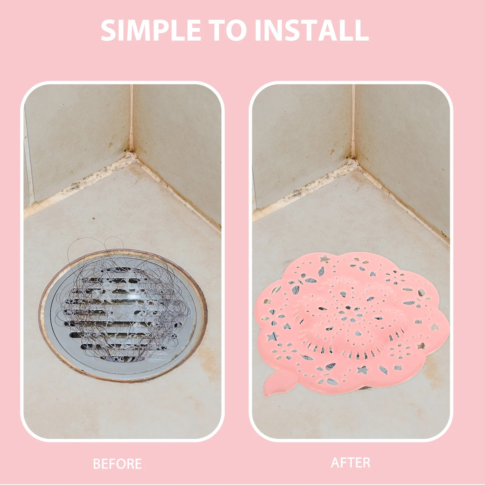 

4Pcs Plastic Shower Drain Covers Hair Catcher Square Shape Simple Install Bathroom Tub Sink Hair Blocker Shower Drain Cover