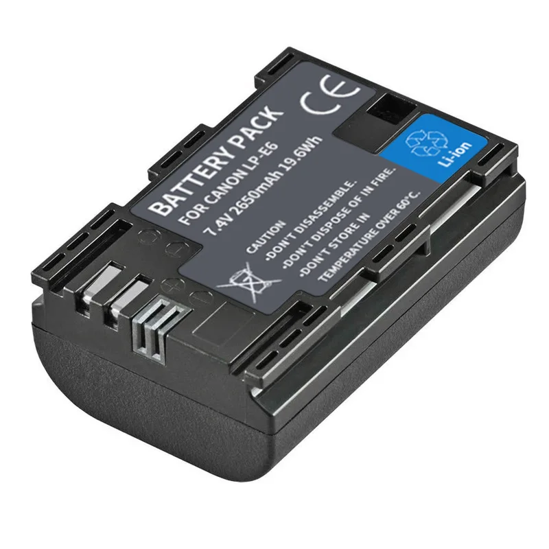 LP-E6 Li-ion Battery for Canon EOS 5D4 60D DSLR Camera Free Protective Case