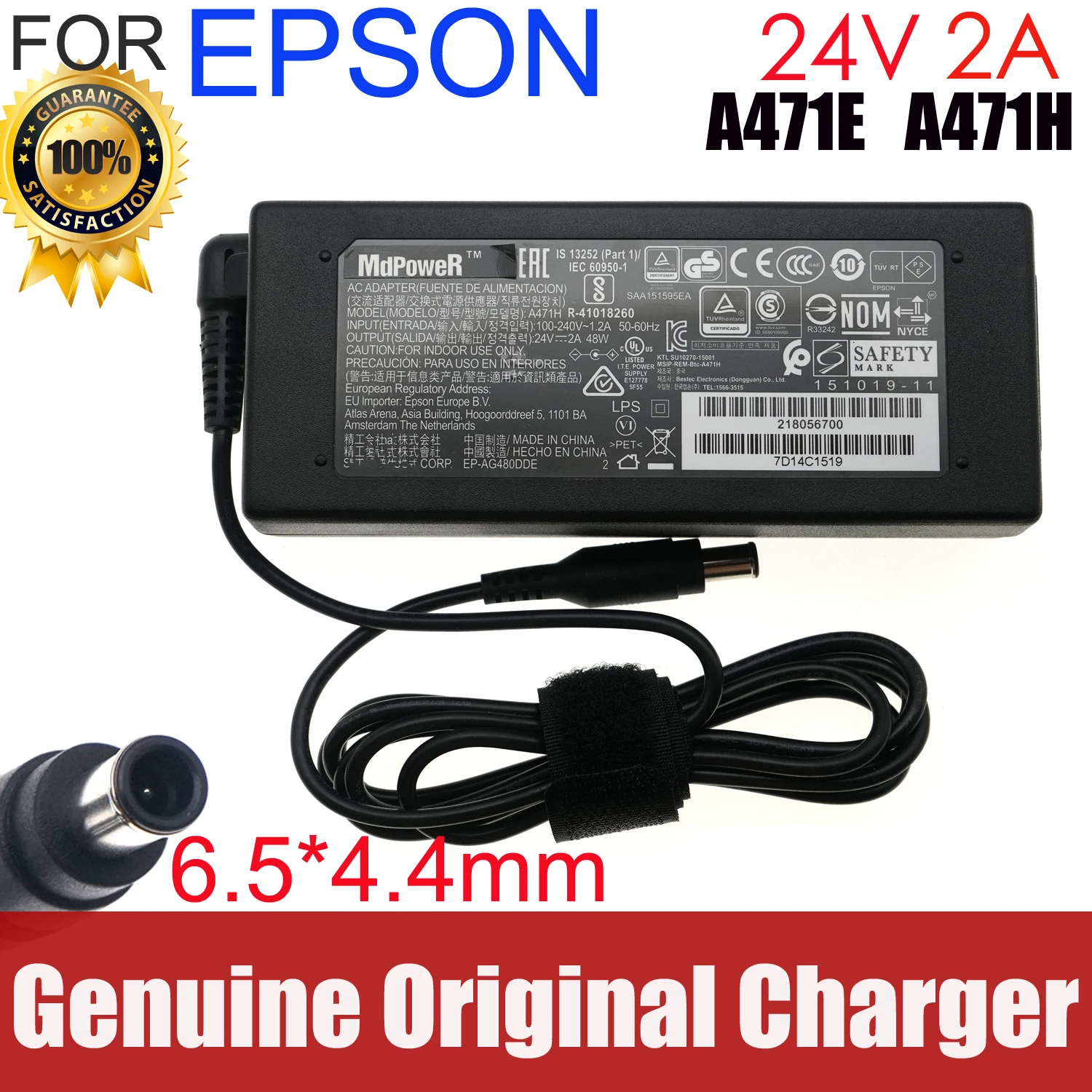 

Original A471H 24V 2A 48W Scanner Printer Charger AC Adapter For Epson GT-2500 DS-520 530 570W DS-760 770 775 Power Supply