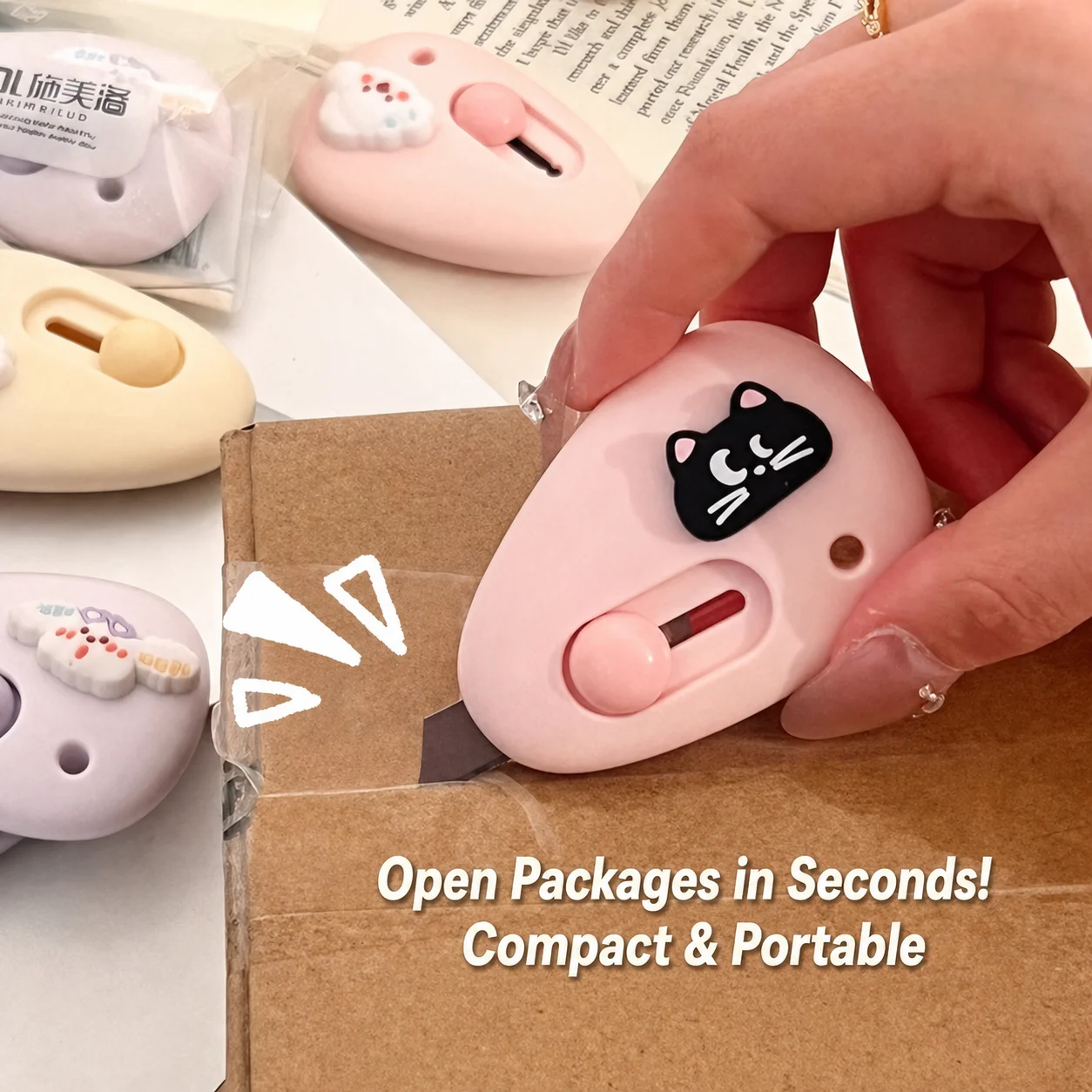 New Cute Mini Retractable Utility Knife Portable Small Box Cutter For Package Opening School Craft Cutting Tool Office Supplies