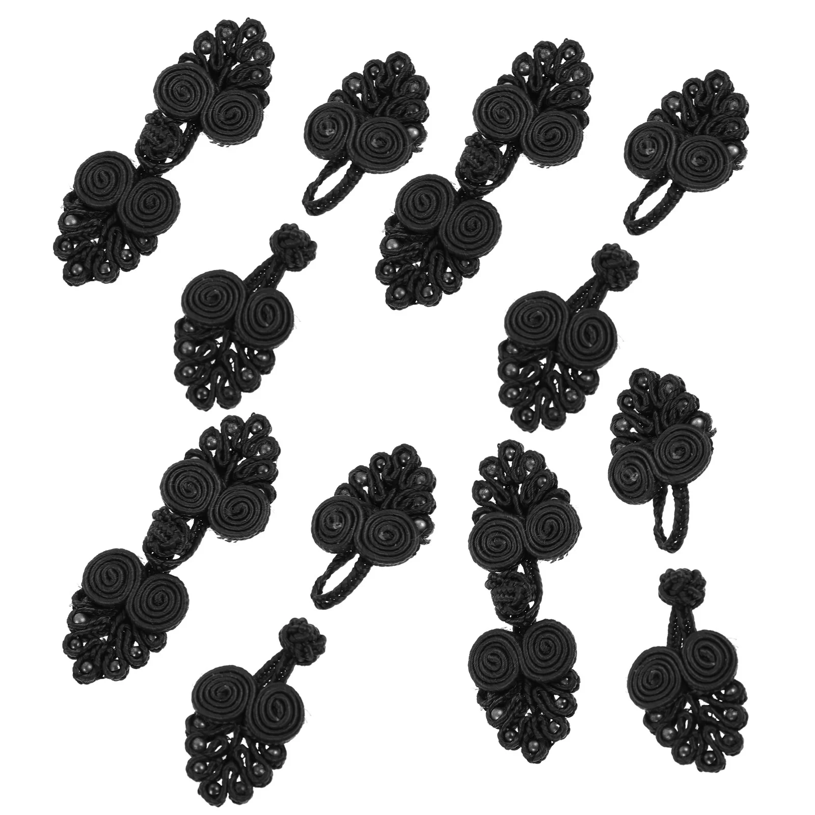 10 Pcs Chinese Frogs Button Buckle Buttons Sewing Style for Clothes Black Polypropylene