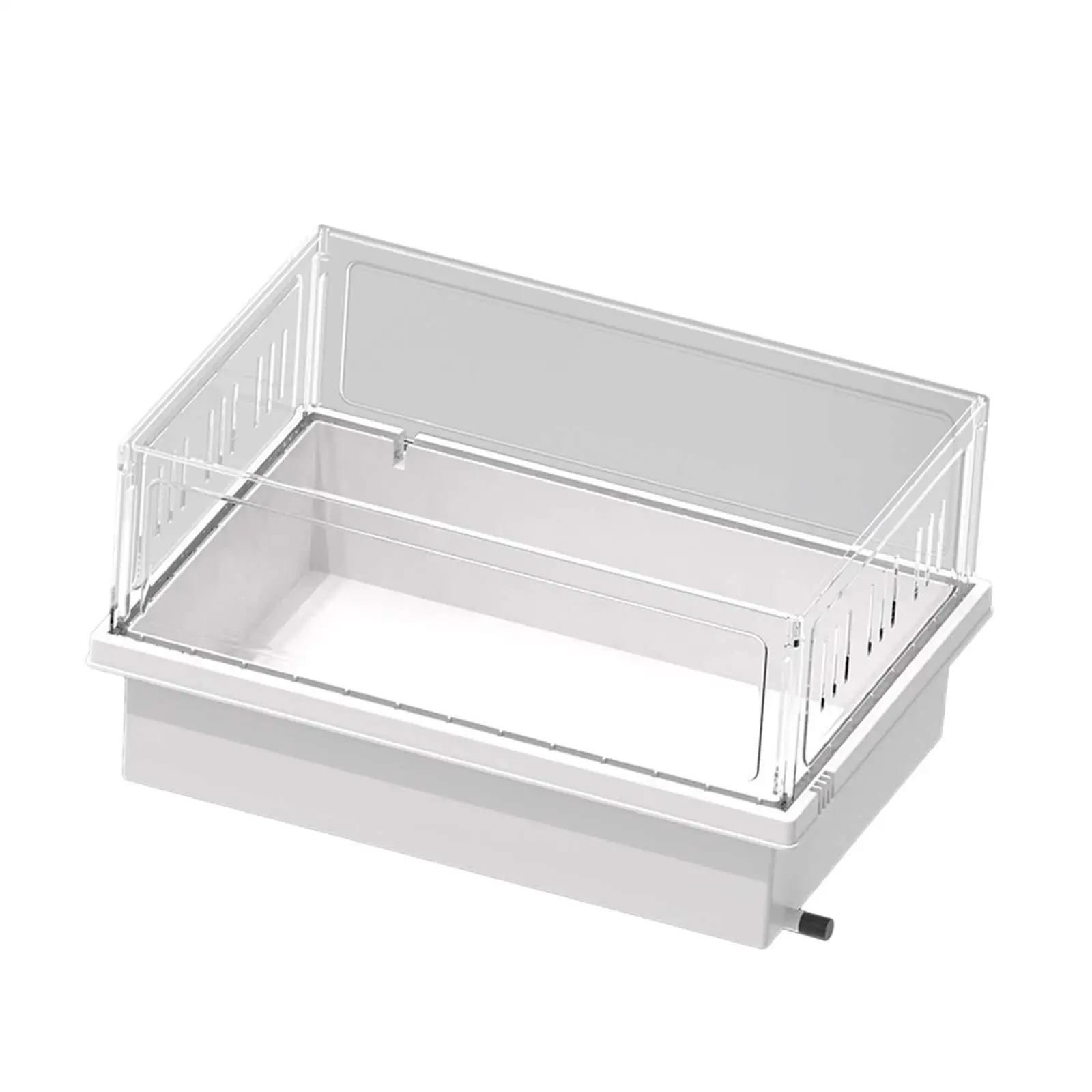 صندوق تغذية شفاف لخزان السلحفاة صندوق تربية برمائيات مع فتحة تصريف للزواحف الصغيرة حوض السمك تررم السلحفاة