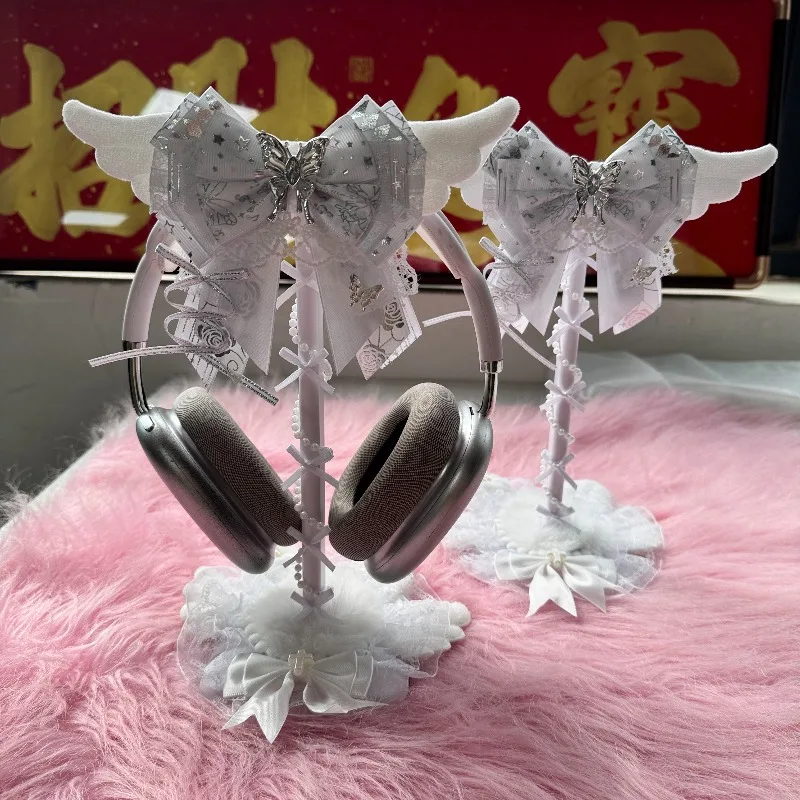 Cute Headphone Stand Custom Pink Headphone Storage Rack Desktop Gamers Esports Earphone Display Headphone Stand Y2K Accessories view 3