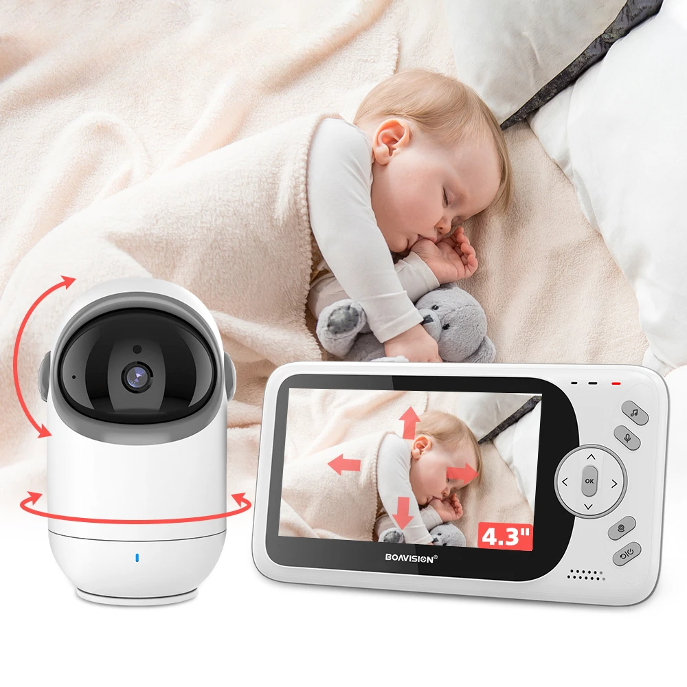 

4.3 Inch Video Baby Monitor With Pan Tilt Camera 2.4G Wireless Two Way Audio Night Vision Security Camera Babysitter VB801