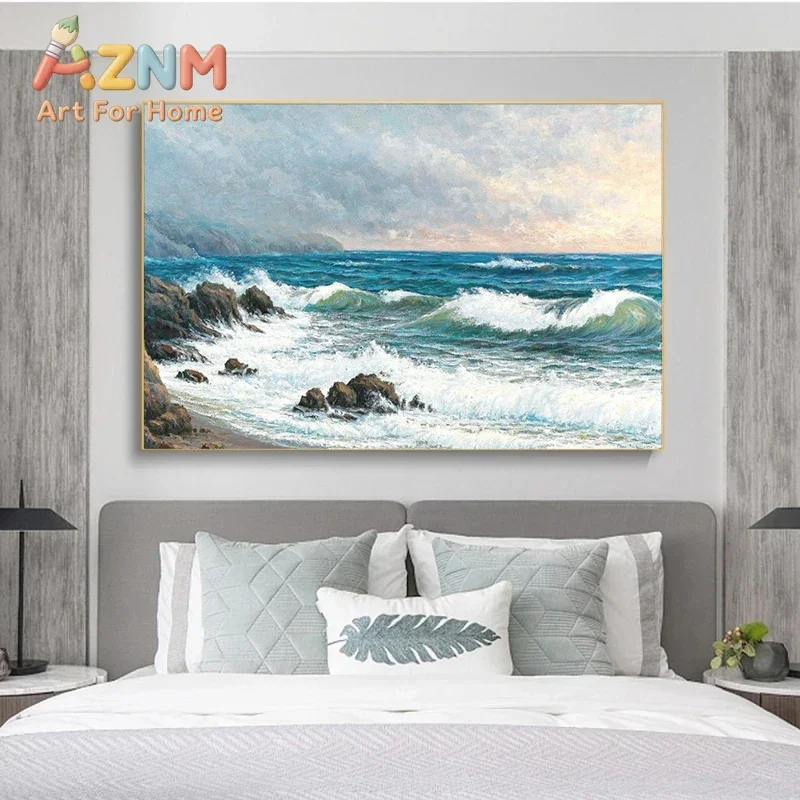 Modern Classic Sunlight Beach Natural Landscape Canvas Print Sea Scenery Posters Art Wall Picture for Living Room Gallery Decor
