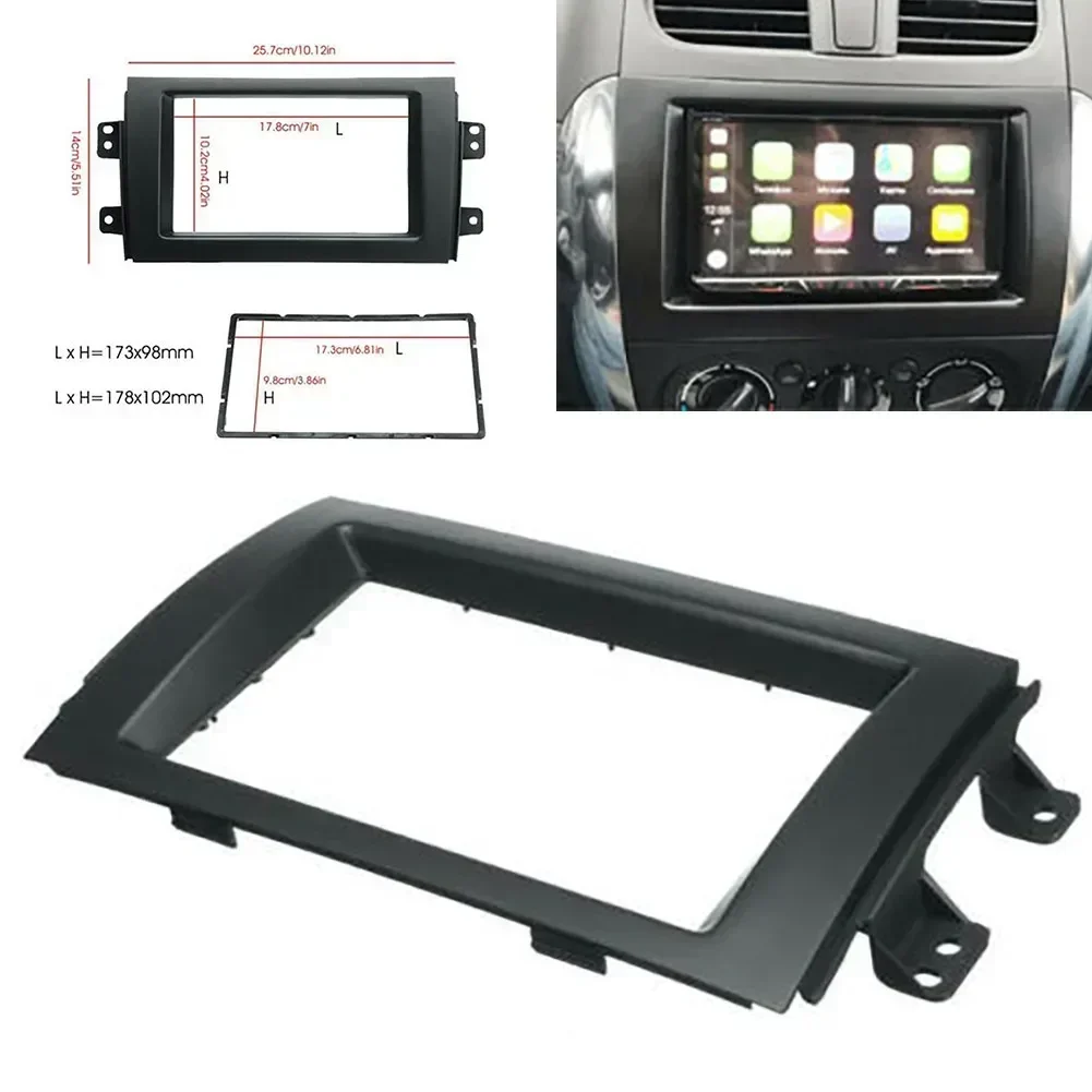 Carhome CD Player Plate Panel Trim Mount Kit Stereo Dashboard Radio Frame CD Trim Bezel For 2007-13 Suzuki SX4 Double Din Stereo