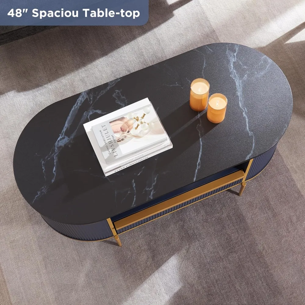 Modern Luxury Fluted Coffee Table, 48