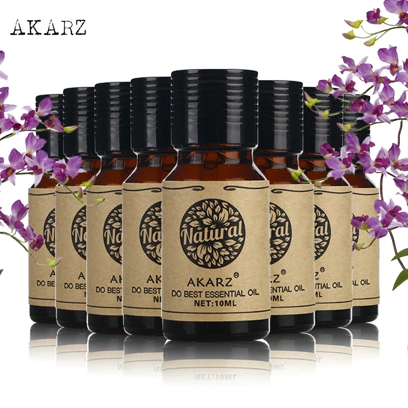 

AKARZ Essential Oil Set - Frangipani, Patchouli, Musk, Rose, Lotus, Tea Tree, Castor, Argan - 10ml*8 - Aromatherapy Bath Massage