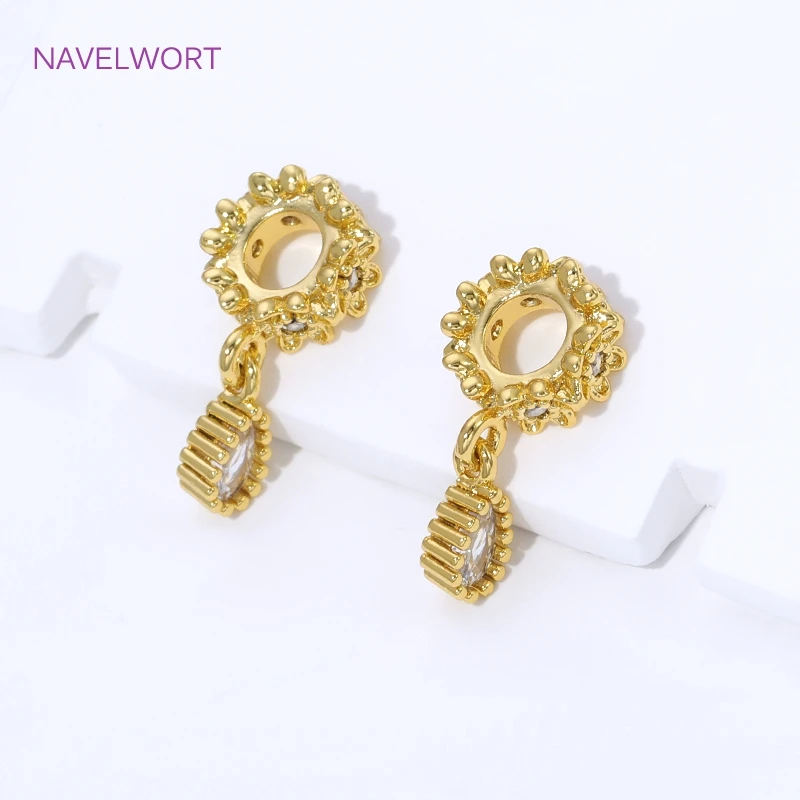 18K Gold Plated Brass Bails Pendants For Necklaces Accessories,Inlaid Zircon Water Drop Charms,DIY Jewelry Making Supplies