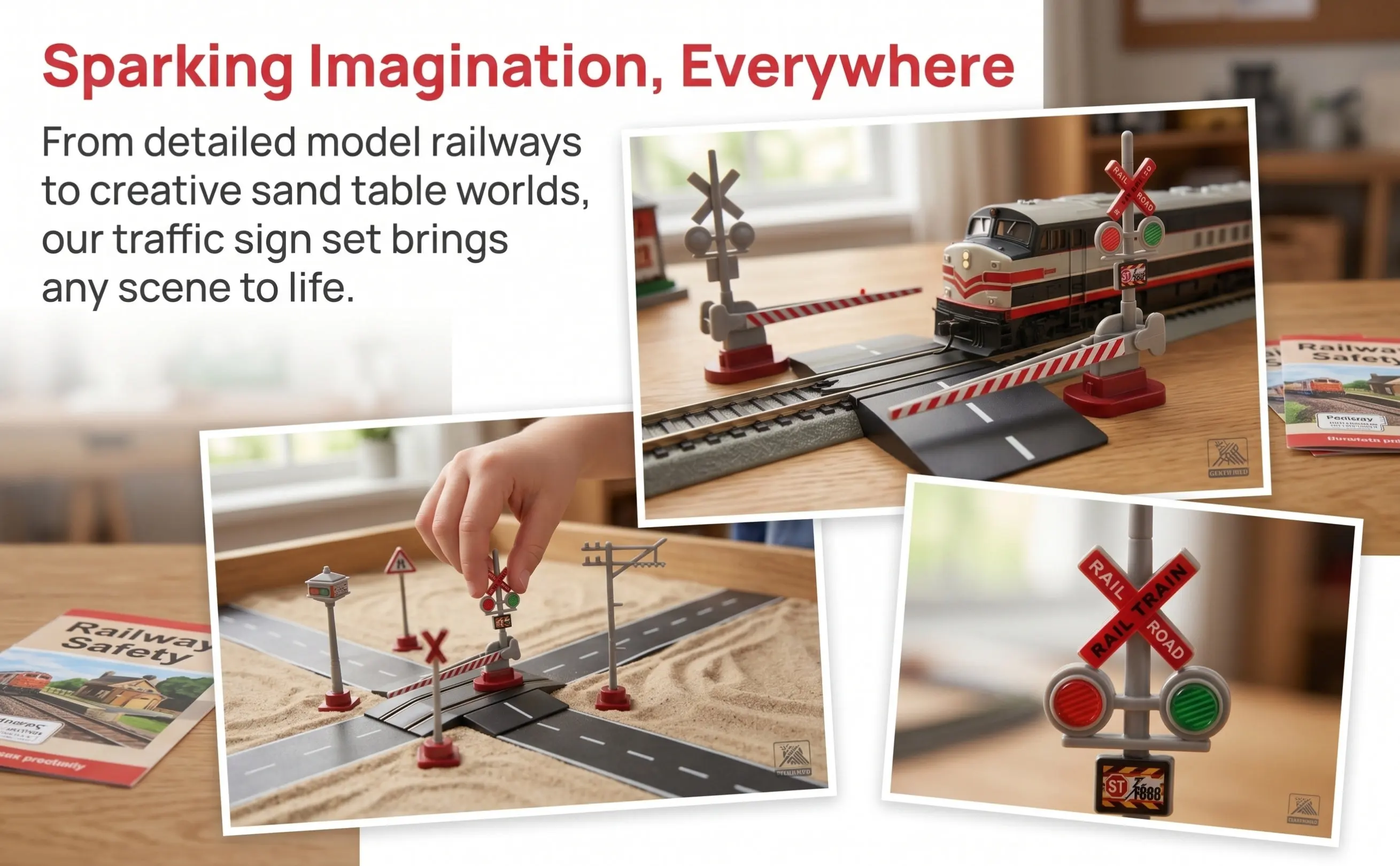 2Sets Toy For Train Station Diorama Christmas Stocking Fillers Traffic Sign Models Precision