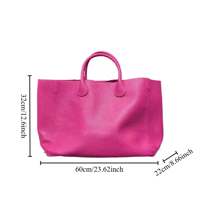 Bolsa tote feminina de couro macio, grande capacidade, minimalista, cor sólida, moda, bolsa de ombro para mulheres, trabalho, escola, bolsa casual diária
