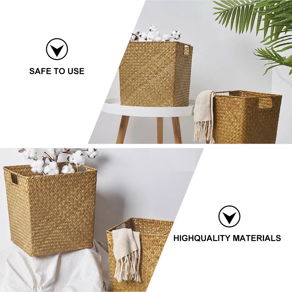 

1 pc Hand-Woven Yellow Multipurpose Storage Basket For Kitchen Home Organizer Portable Fruit Sundries Holder Woven Gift Box