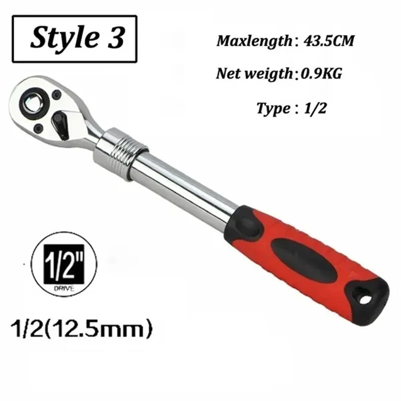 Imagem -06 - Soquete Extensível Ratchet Wrench Grupo Quick Release Spanner Ferramenta de Mão 72 Dente Flex Head 14 38 12