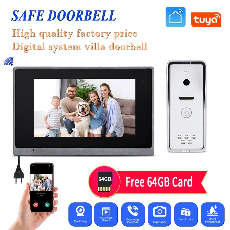 

Multi-Language Support Tuya wifi Intercom System Ip Door Phone Panel Home Security System Kit Cat5/Cat6 Video Doorbell For Villa