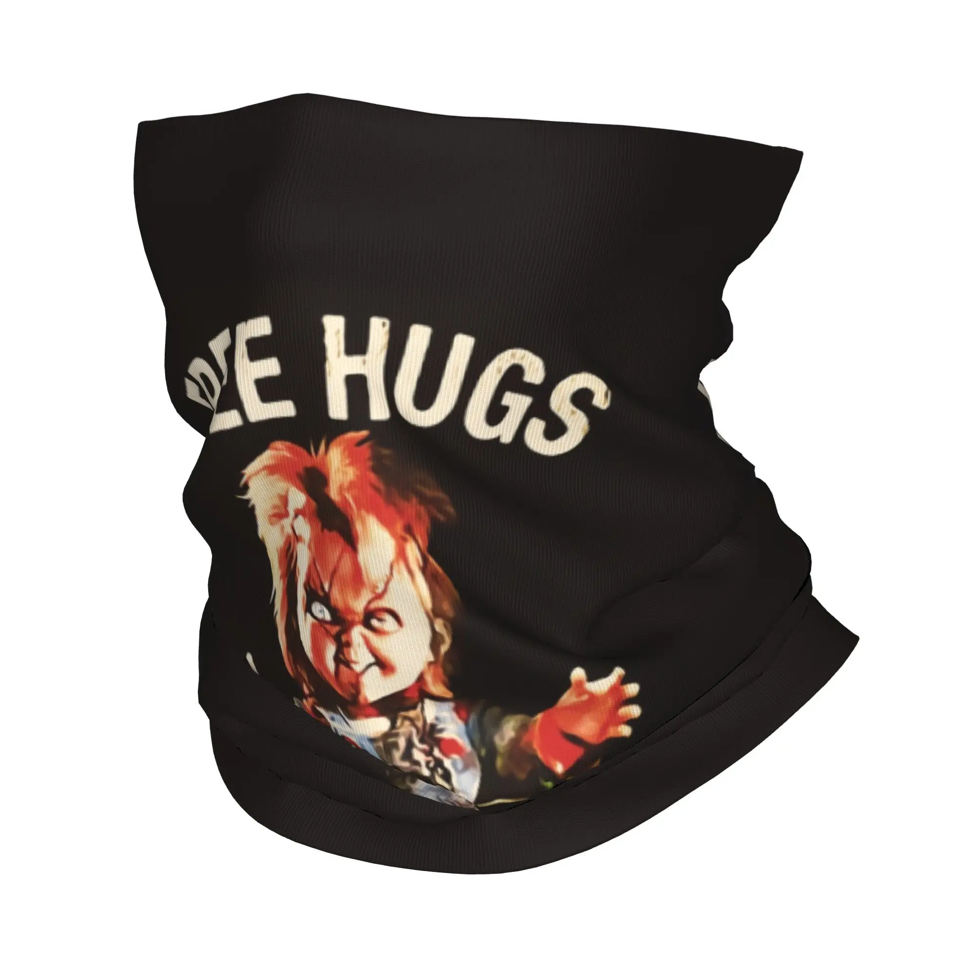 Custom Chucky Free Hugs Bandana Neck Gaiter for Hiking Running Women Men Wrap Scarf Horror Movie Child's Play Headband Warmer