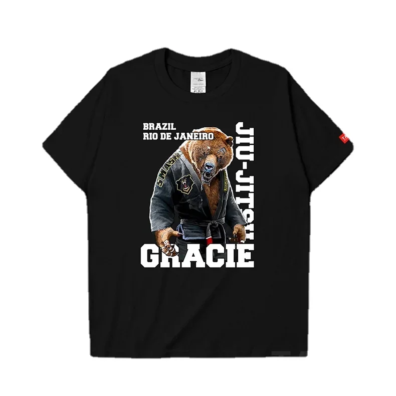 

Brazilian Jujitsu Bear Illustration Men's T-Shirt Cotton Round Neck Short Sleeve T Shirt
