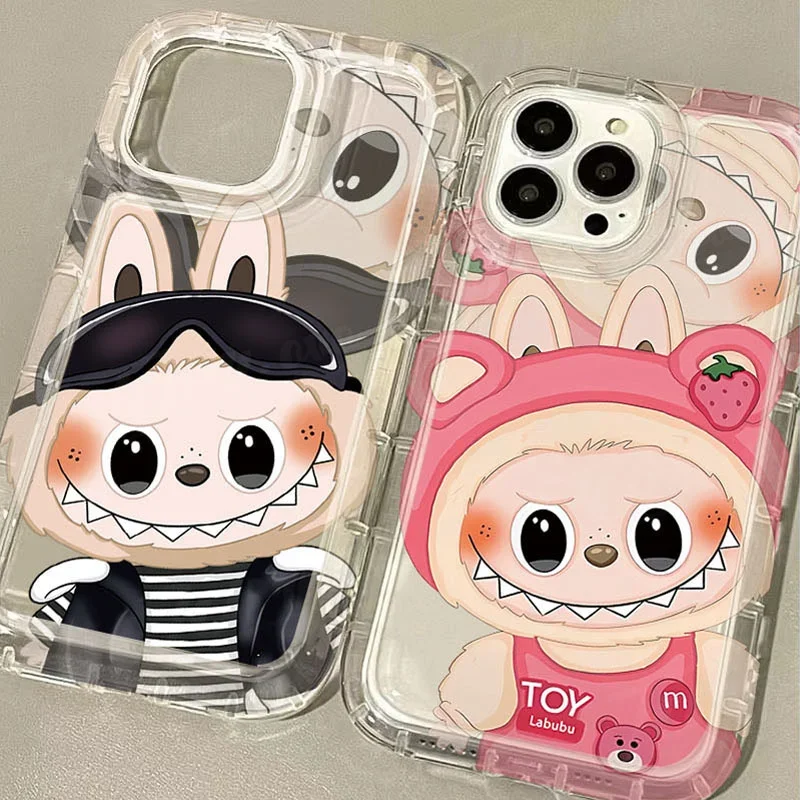 Cartoon Labubu Clear Phone Case for OPPO A15 A16 A17 A31 A53 A54 A57 A60 A74 A92 A93 A94 A98 2020 4G 5G Airbag Shockproof Cover