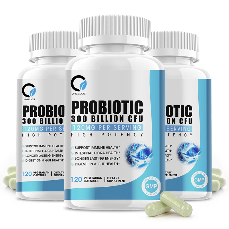 3PCS Probiotics with Lactase Enzyme and Prebiotic Fiber for Digestive Health & Gut Health Support - Vegan Raw Probiotic Formula