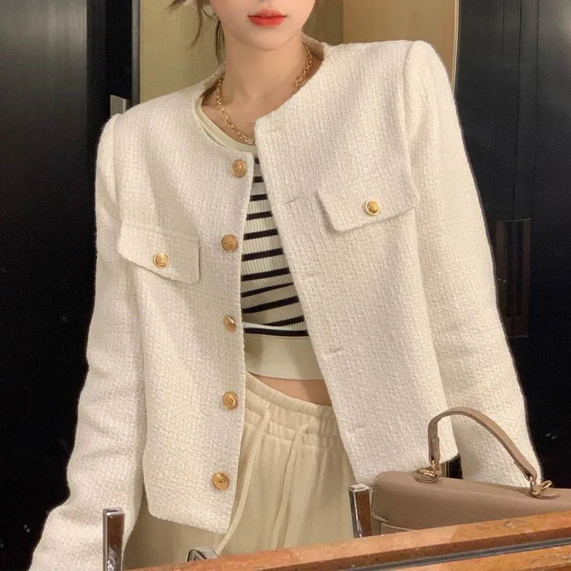 New Autumn Fashion Korean Edition Celebrity High End Small Fragrance Coat Versatile Western Style Age Reducing Women\'s Short Top