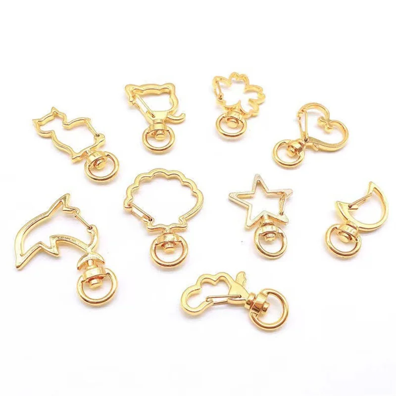 50Pcs Cat Heart Star Snap Hook Trigger Clips Buckles For Keychain Lobster Lobster Clasp Hooks Key Ring Clasp Jewelry Supplies