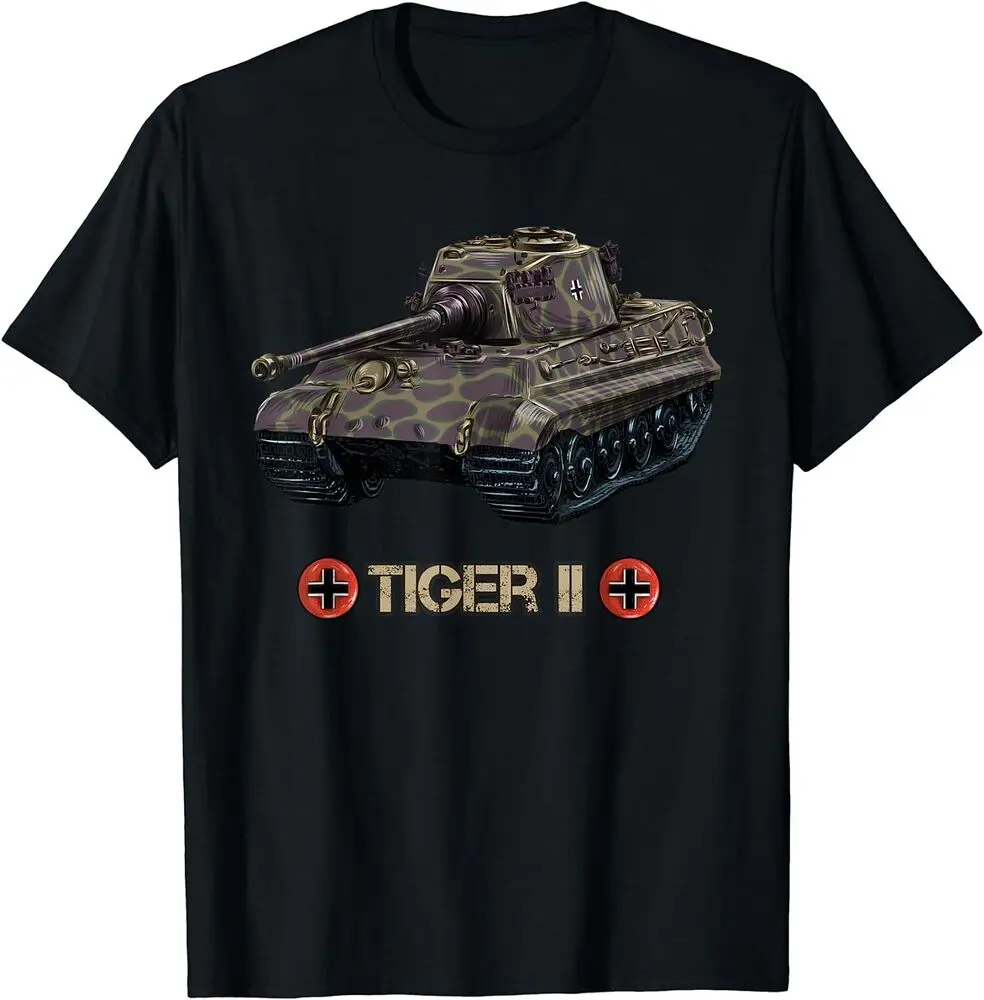 Vintage World War 2 German Tank Tiger 2 II WW2 T-Shirt For Men Clothing Women Short Sleeve Tees Vintage High Quality 100%Cotton