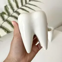 Funny Tooth Shape Ceramic Pen Pencil Pot Holder Storage Pens Dentist Organizer Dentistry Gifts Container Desk Stand New