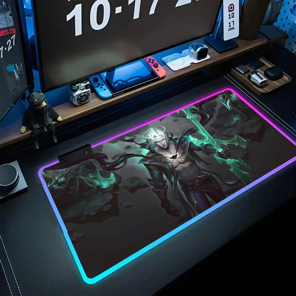 2024 League of Legends Viego     Mouse Pad RGB Computer Mouse Mat Gamer Keyboard Pads 900x400 XXL LED Game  Large Locking Edge M