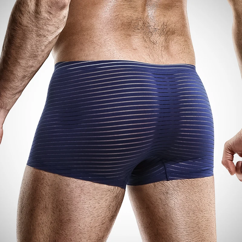 ملابس داخلية رجالية شبكية مضادة للبكتيريا، بوكسر رجالي من الحرير الجليدي بدون خياطة، بوكسر صيفي رقيق بدون خياطة يسمح بمرور الهواء