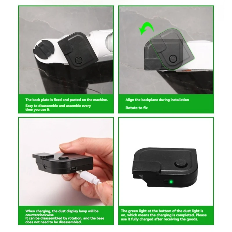 Accesorio de luz LED con pantalla de polvo para aspiradora vertical recargable, accesorios de aspiradora de actualización Universal de luz verde