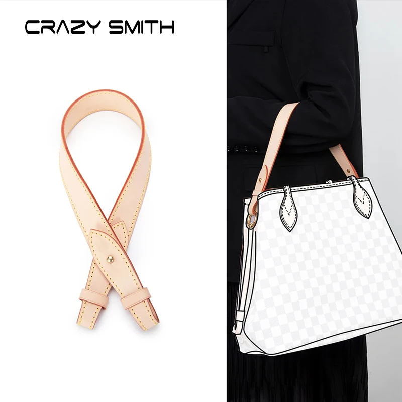 CRAZYSMITH Bag Strap For LV Neverfull Handle Straps Bag Crossbody Underarm Short Shoulder Belts Geunnie Leather Bag Accessories