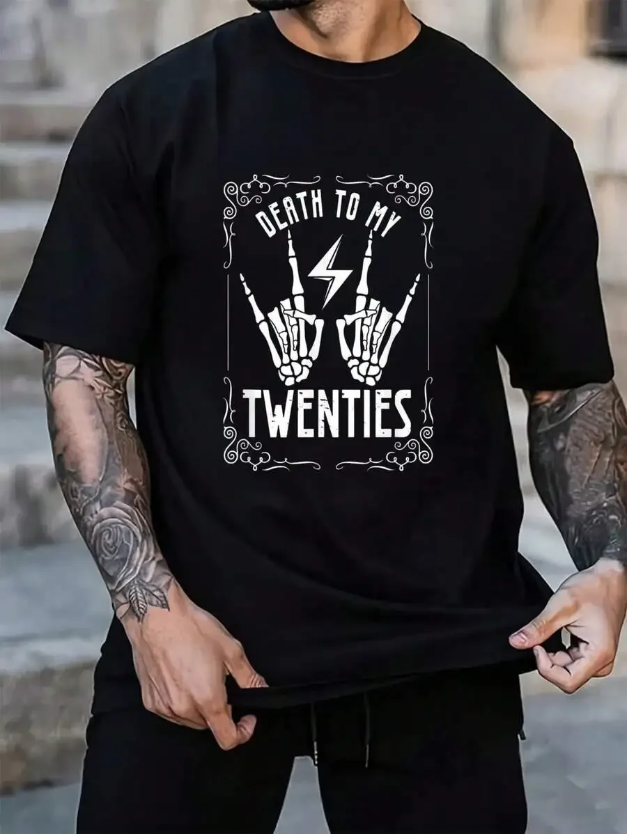 100% Cotton Death To My Twenties 20s 30th Birthday 30 Years Old Skeleton T-Shirt Men's Black Vacation Crew Neck Short Sleeve T-S