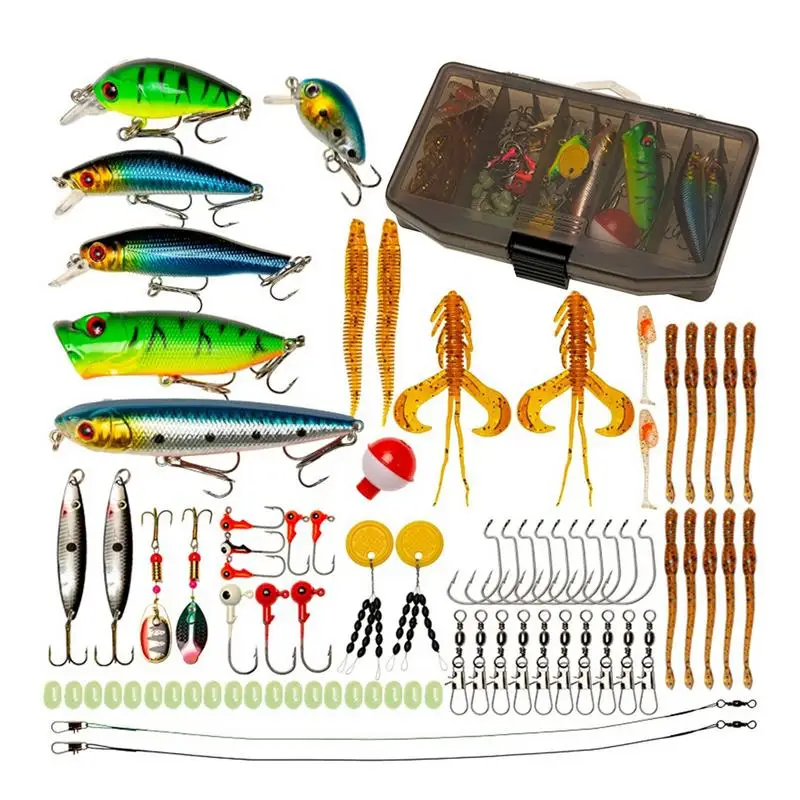 Fishing Lures Kit Mixed 80PCS Fishing Supplies 3D Fish Eyes Swim Baits Lures For Bass Fishing Stuff Top-Grade Fishing Gear