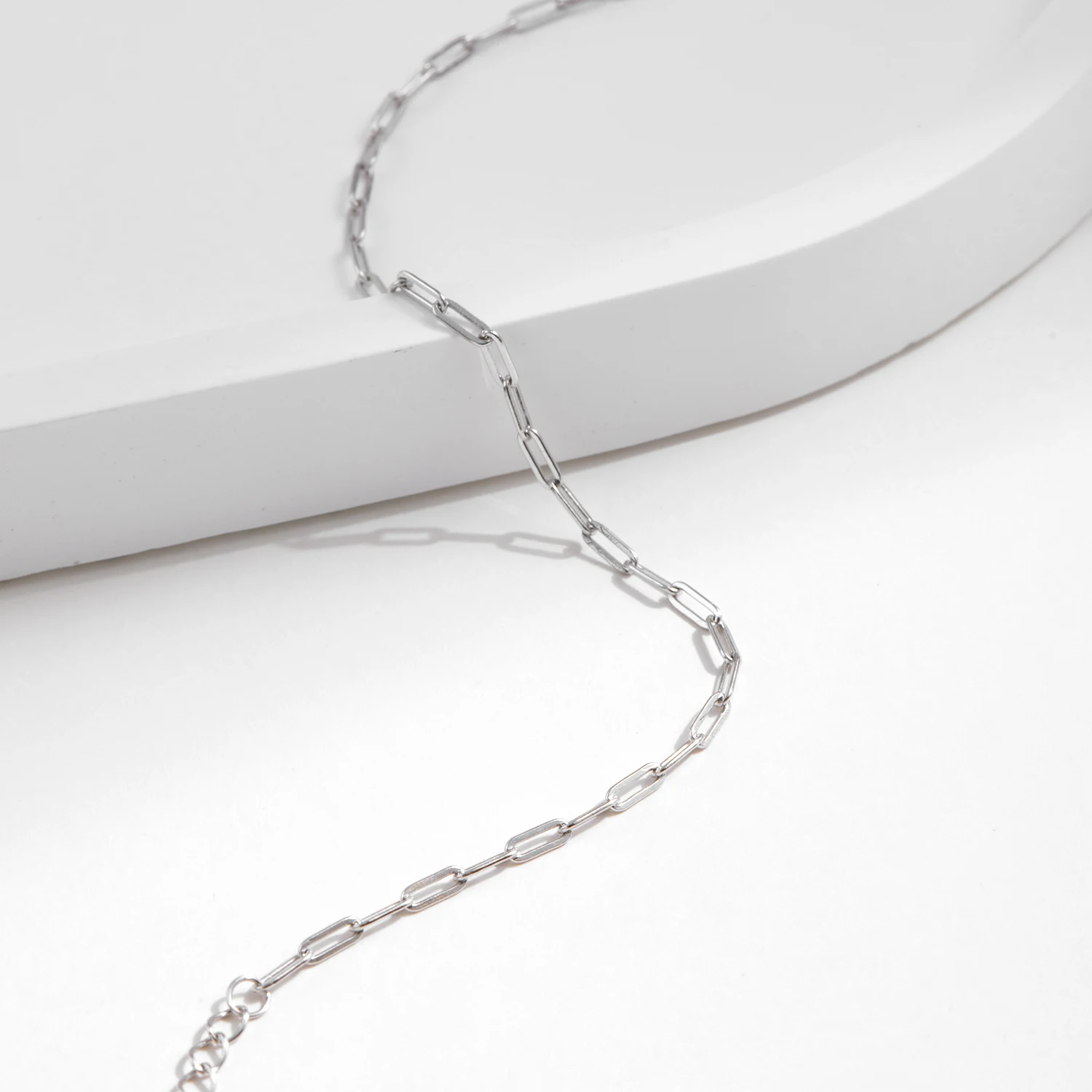 MODIAN Solid 925 Sterling Silver Rectangle Chain Bracelets for Women White Gold Plated Handmade Basic Bracelets Jewelry Gifts