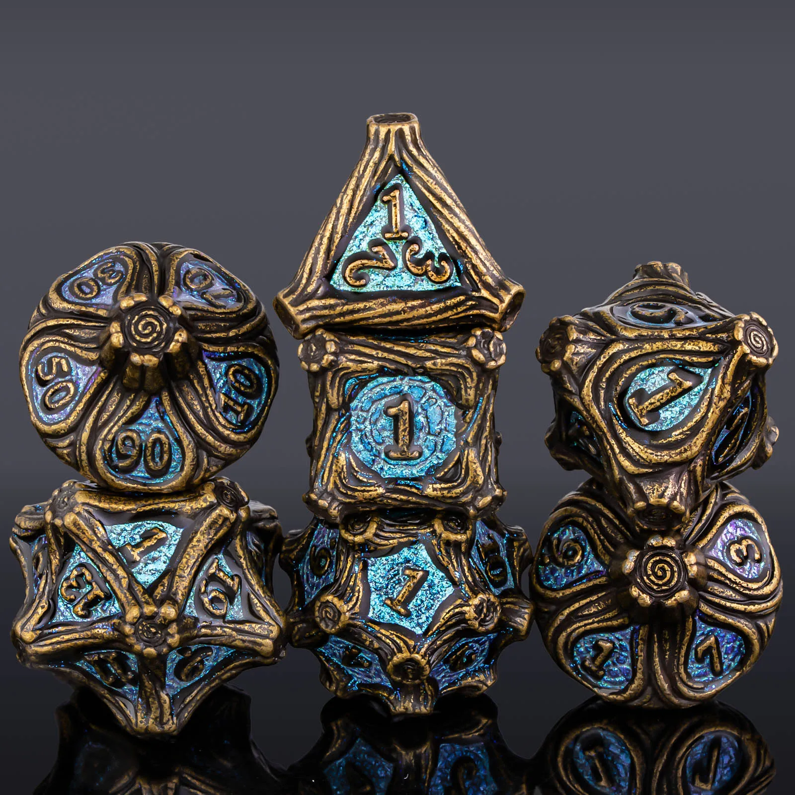 

Набор из 7 металлических кубиков для D&D, полный комплект для Dungeons and Dragons, многогранные кубики для ролевых игр, подарок