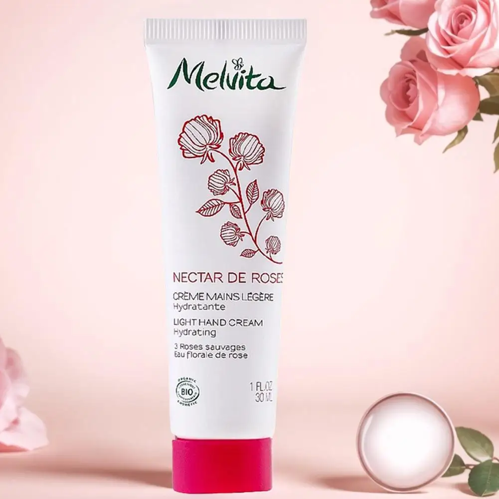 

Роскошный французский уход за руками Melvita Organic Rose Nectar Cream 30 мл Быстро впитывающий увлажняющий нелипкий увлажняющий крем для шелковистых рук