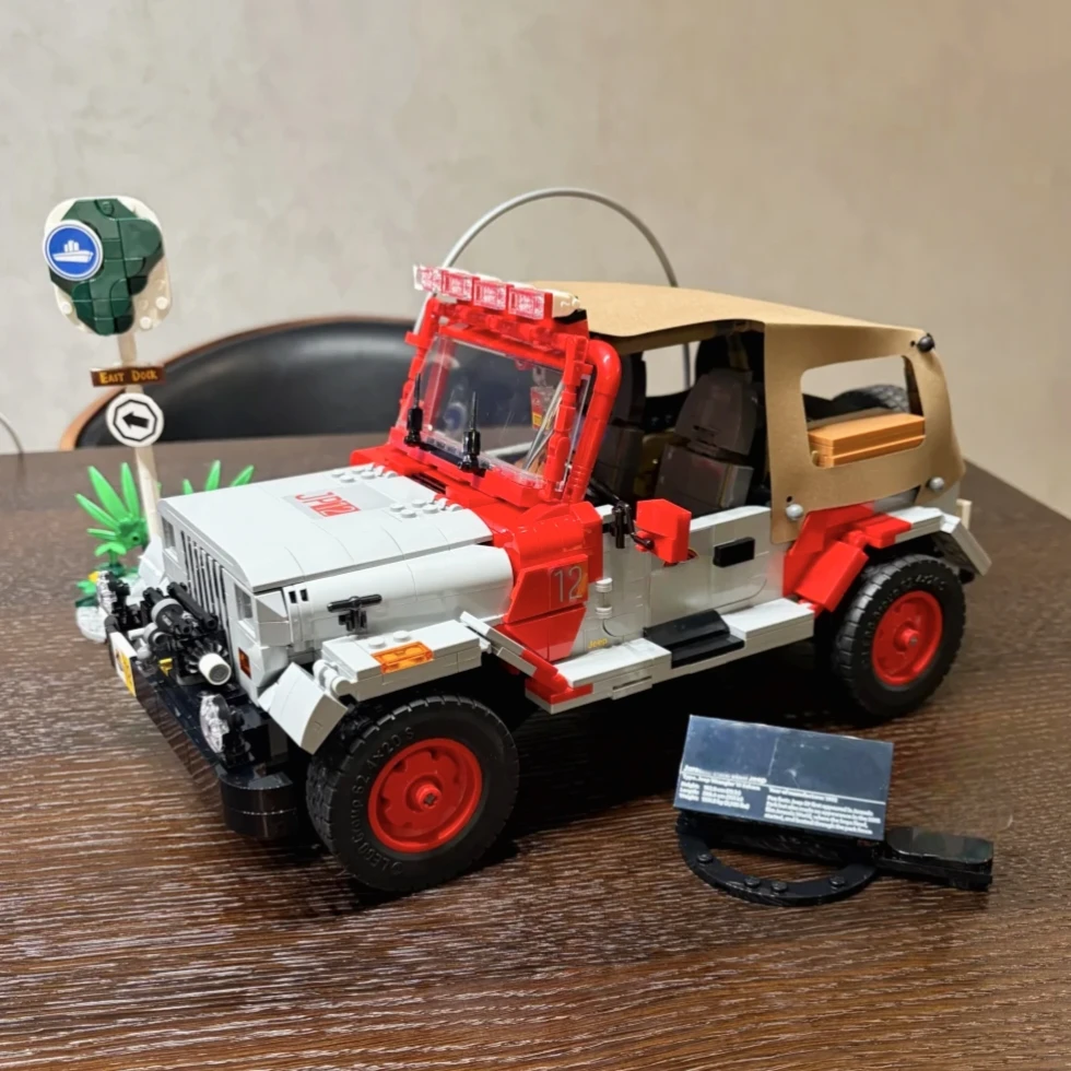 2026 Neu 1924 Teile Beliebte Filme Dinosaurier Park Jeep Wrangler Auto Modell Baustein Puzzle Modell Spielzeug als Dekoration Geburtstagsgeschenk