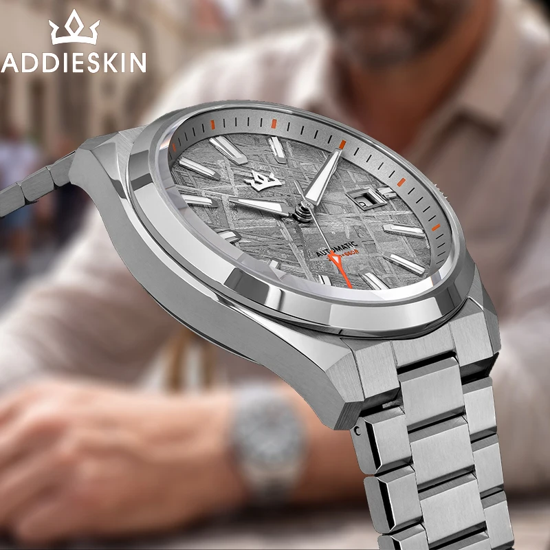 ADDIESKIN Mens Luxury Sports Watch 40mm Case ST2130 Automatic Movement Meteorite Dial Sapphire Crystal 200M Waterproof Watch