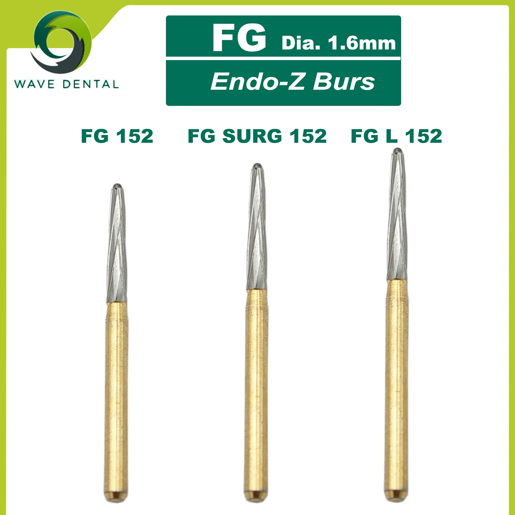 

PRIMA WAVE FG Dental Tungsten Carbide Burs Dental Endo-Z Burs Dentistry Drills 1.6mm For High Speed Handpiece 5Pcs/Pack