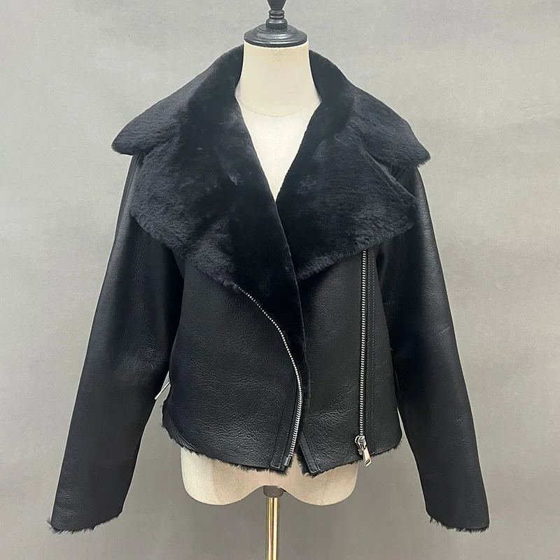 2024 New Design Real Sheepskin Leather Shearling Jackets Luxury Winter Leather Jacket Thick Warm Overcoat