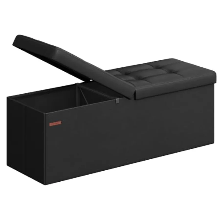 MAZIE Collection - 43 Inch Storage Ottoman Bench with Flipping Lid, Storage Chest with Iron Frame Support, Load 660 lb, for Liv