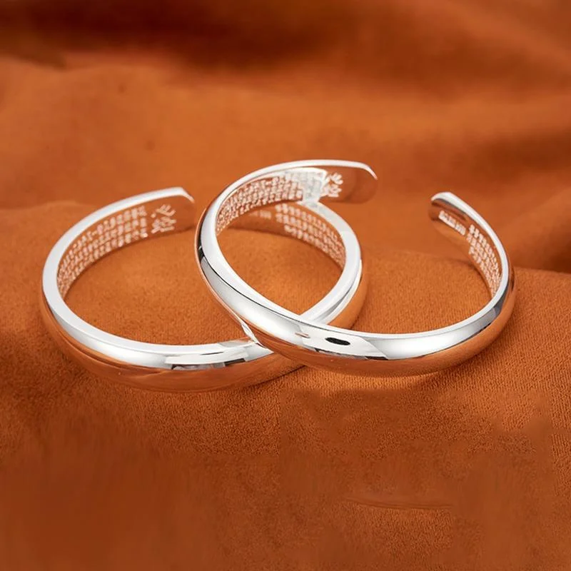

999 pure silver solid smooth surface Noble Consort Heart Sutra women's bracelet, a jewelry gift for mothers and grandmothers