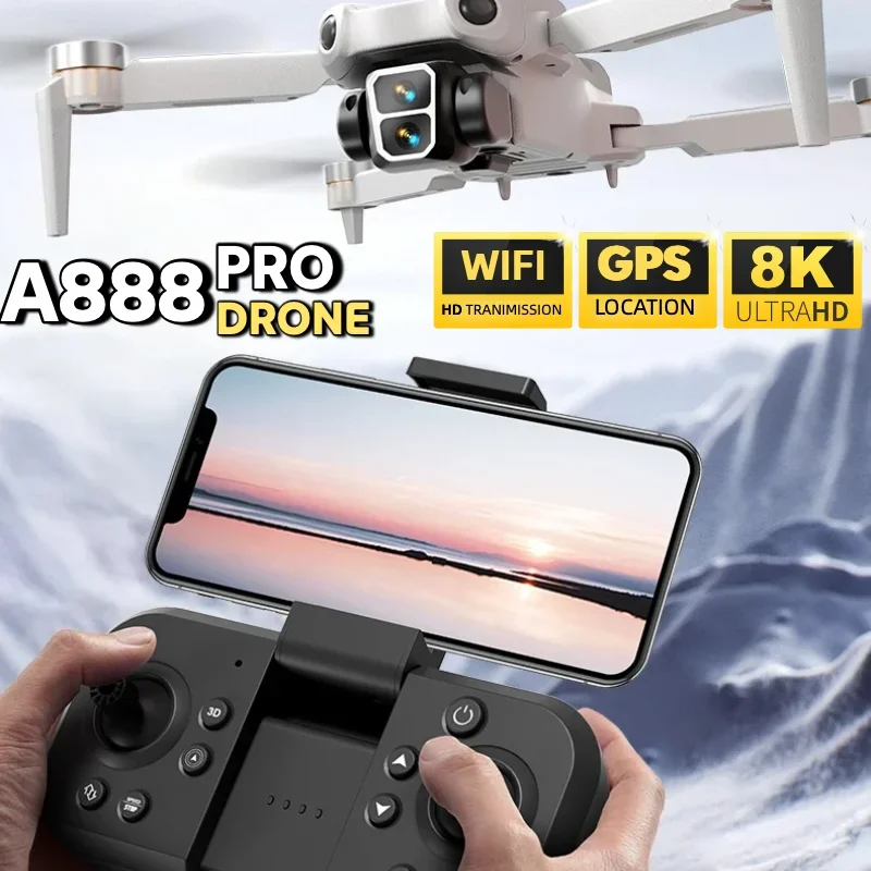Genuine A888 Pro Drone Easy Fly with Professional ESC 3-Sided Obstacle Avoidance Optical Flow Dual Camera 8KHD Quadcopter Toy