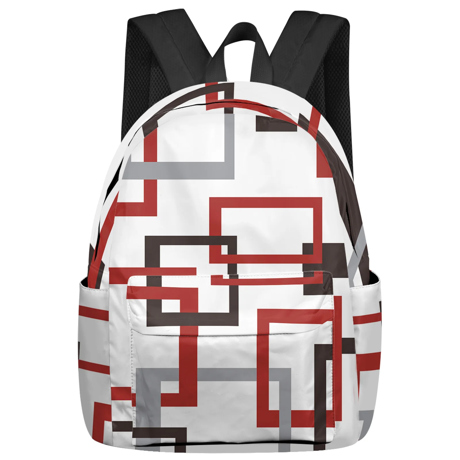 Mid Century Modern Abstract Geometric Red White Women Man Backpacks Waterproof School Backpack For Student Girls Bag Mochila