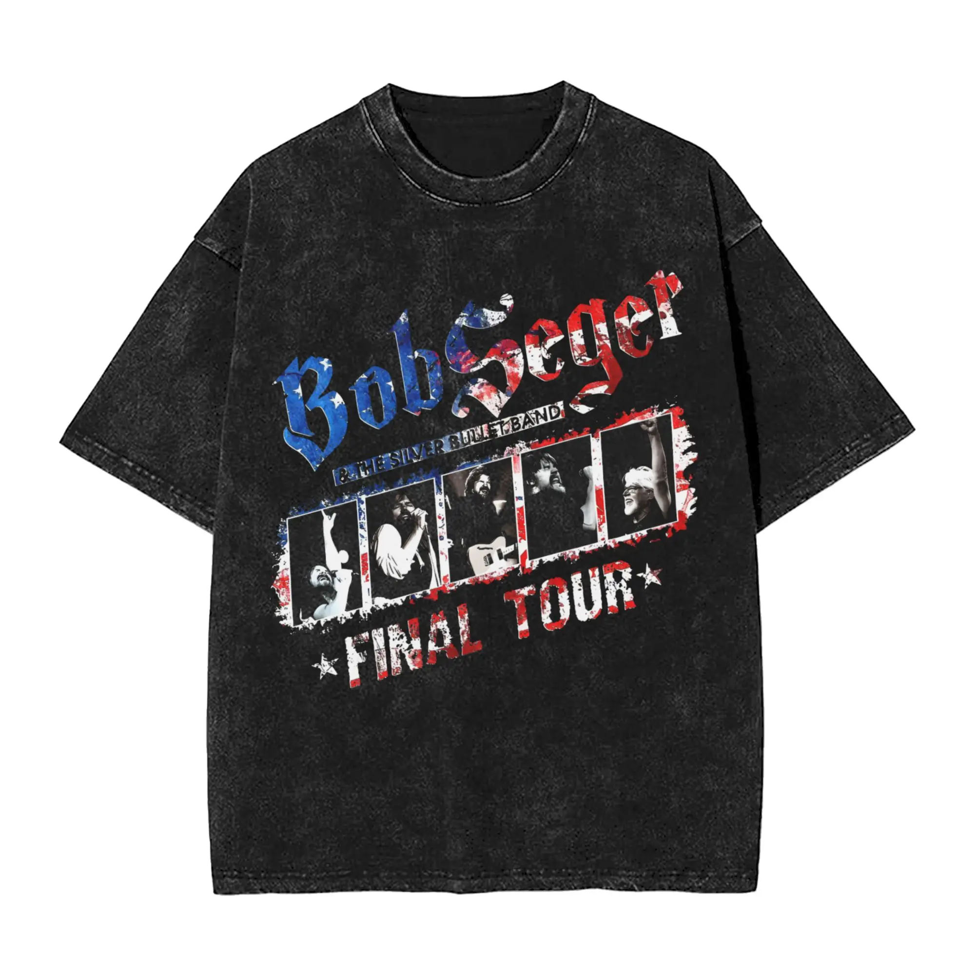 Bobs legend rock and Roll Segers Final Tour  T Shirt Hip Hop Washed Cotton Oversize T-Shirt  Vintage Men Women Streetwear