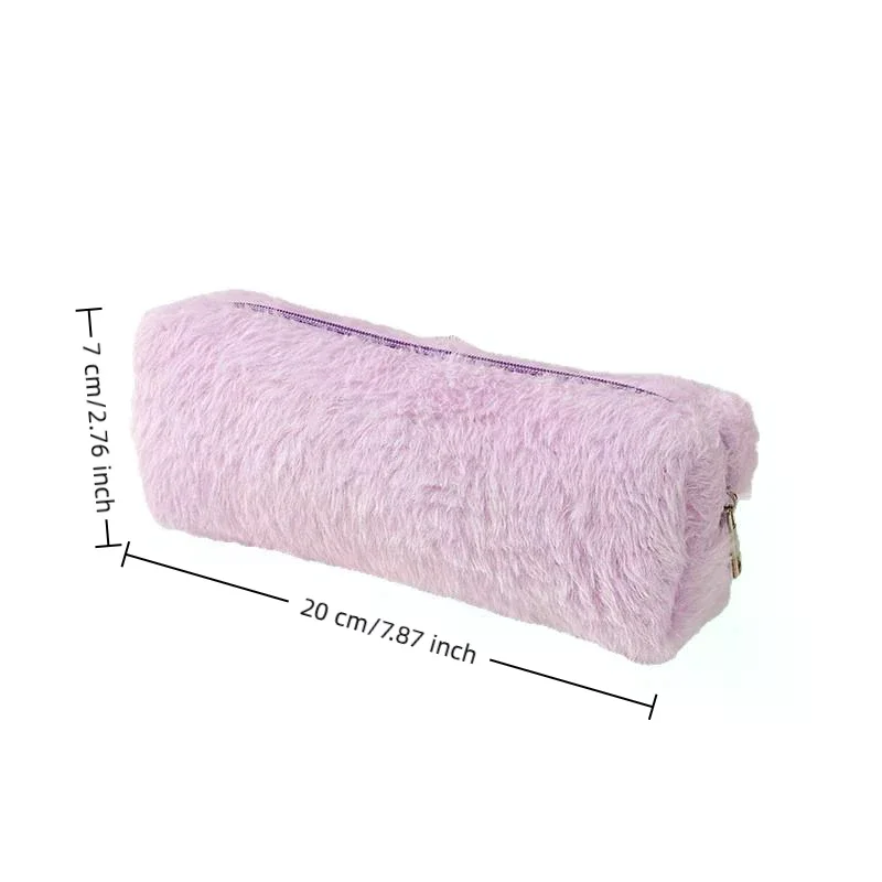 Plush Makeup Bag: Cute Pencil Case Large Capacity Girls Storage Student School Supplies
