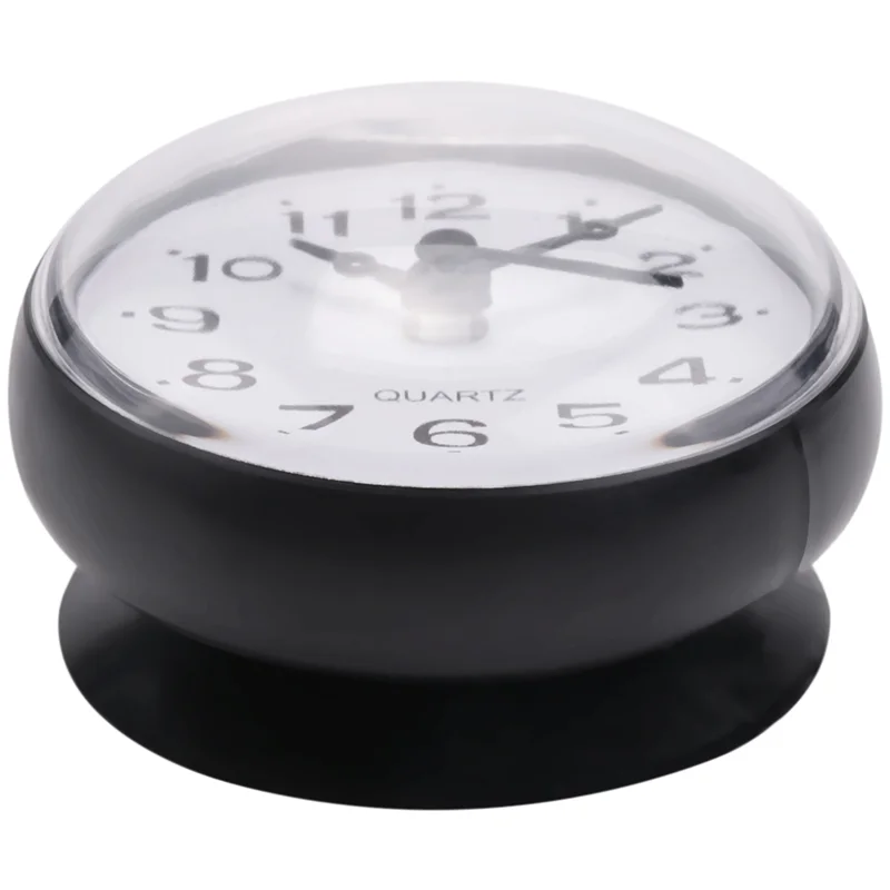 7cm Waterproof Kitchen Bathroom Shower Clock Suction Cup Sucker Wall Black
