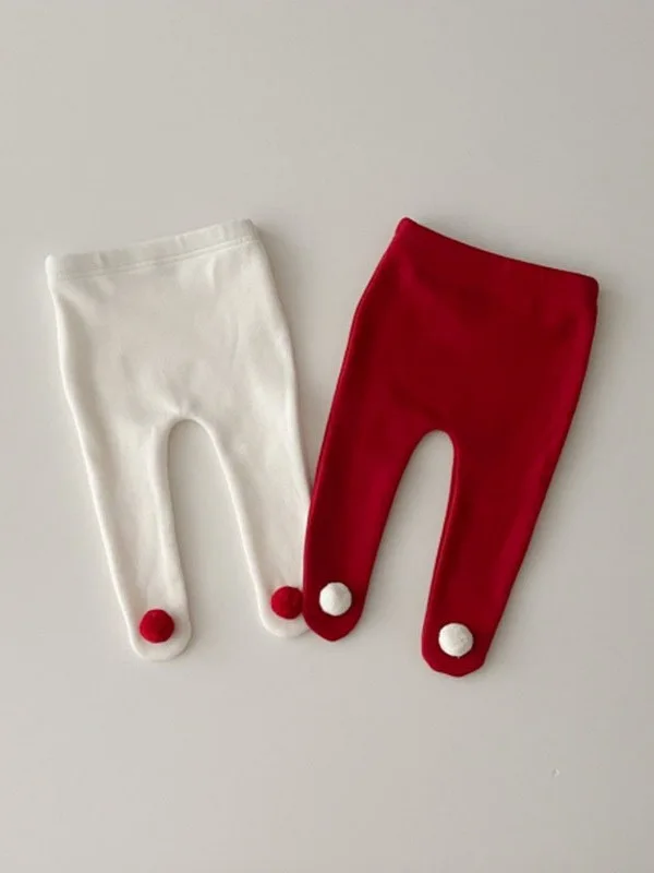 2024 inverno novo bebê sólido velo meia-calça de algodão versátil infantil menina leggings de natal recém-nascido mais veludo grosso calças quentes