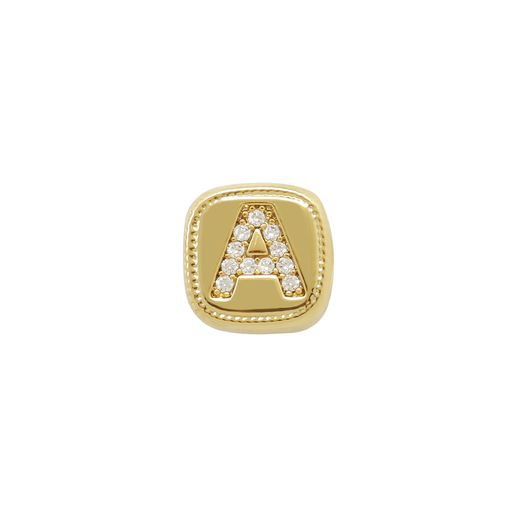 A-Z Initials Gold-plated Zirconia Square Letter 26 Alphabet Perforated Bead For Bracelet Necklace Jewelry Making DIY Accessories